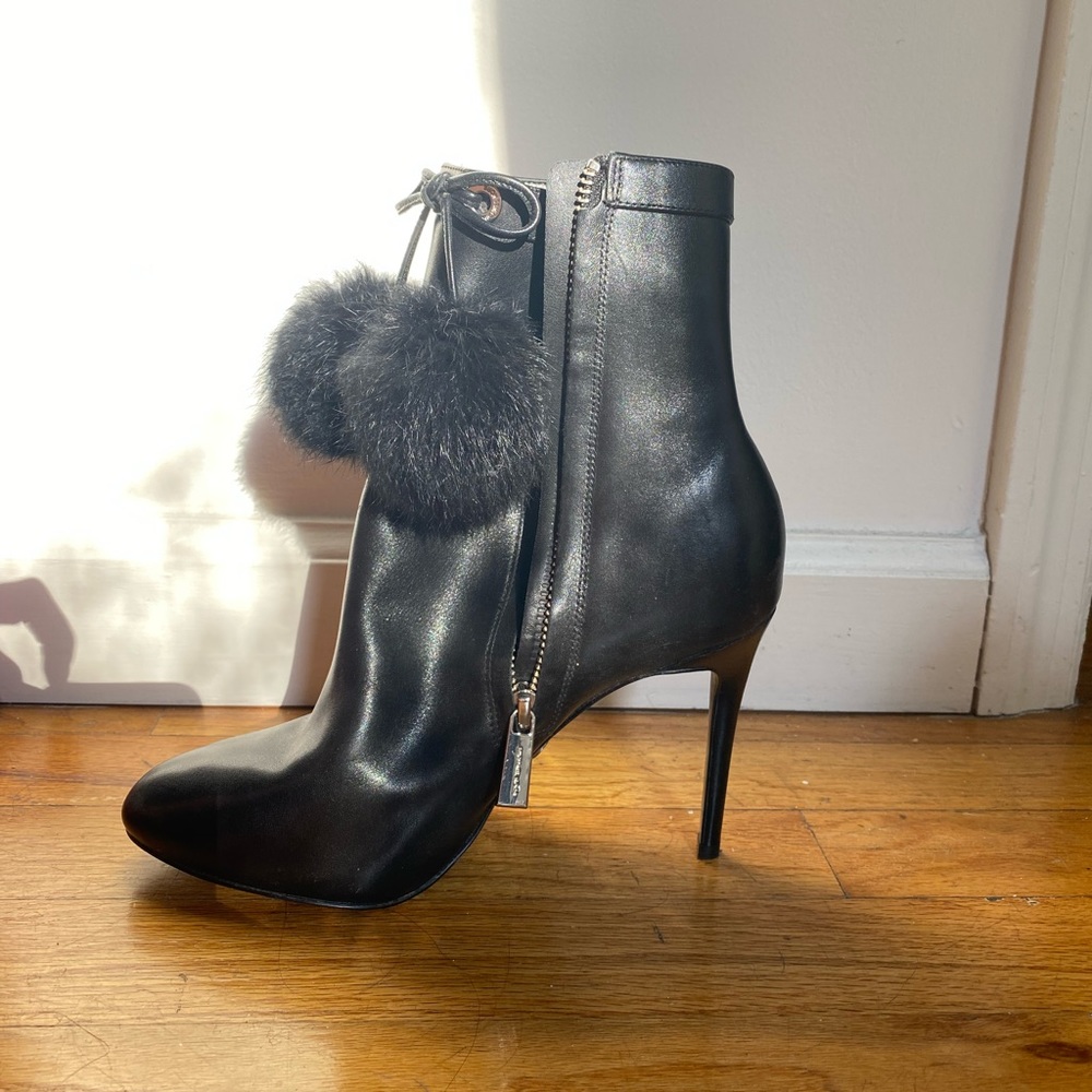 Black MK Pom Pom Booties